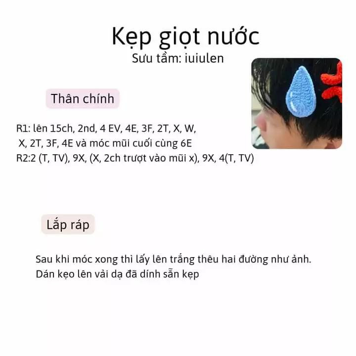 kẹp tức giận, kẹp biểu cảm, kẹp giọt nước, kẹp tóc.