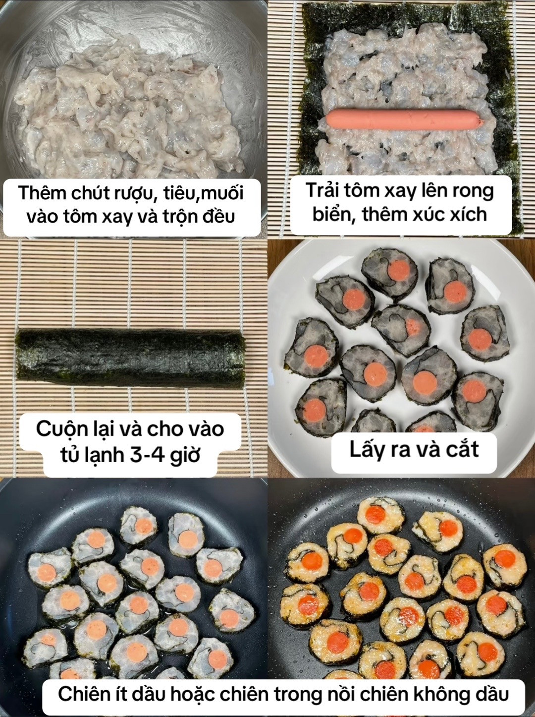 kimbap tôm cuộn xúc xích healthy đơn giản mà thơm ngon