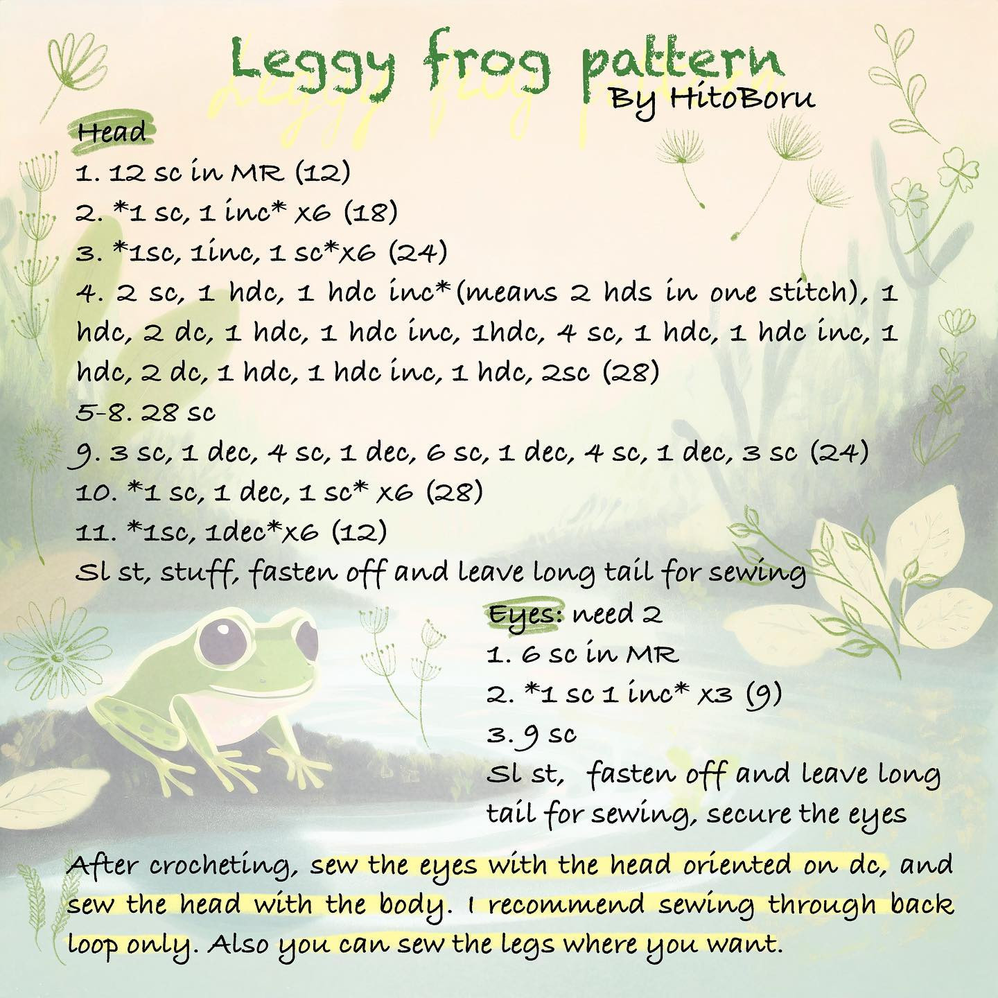 leggy frog pattern