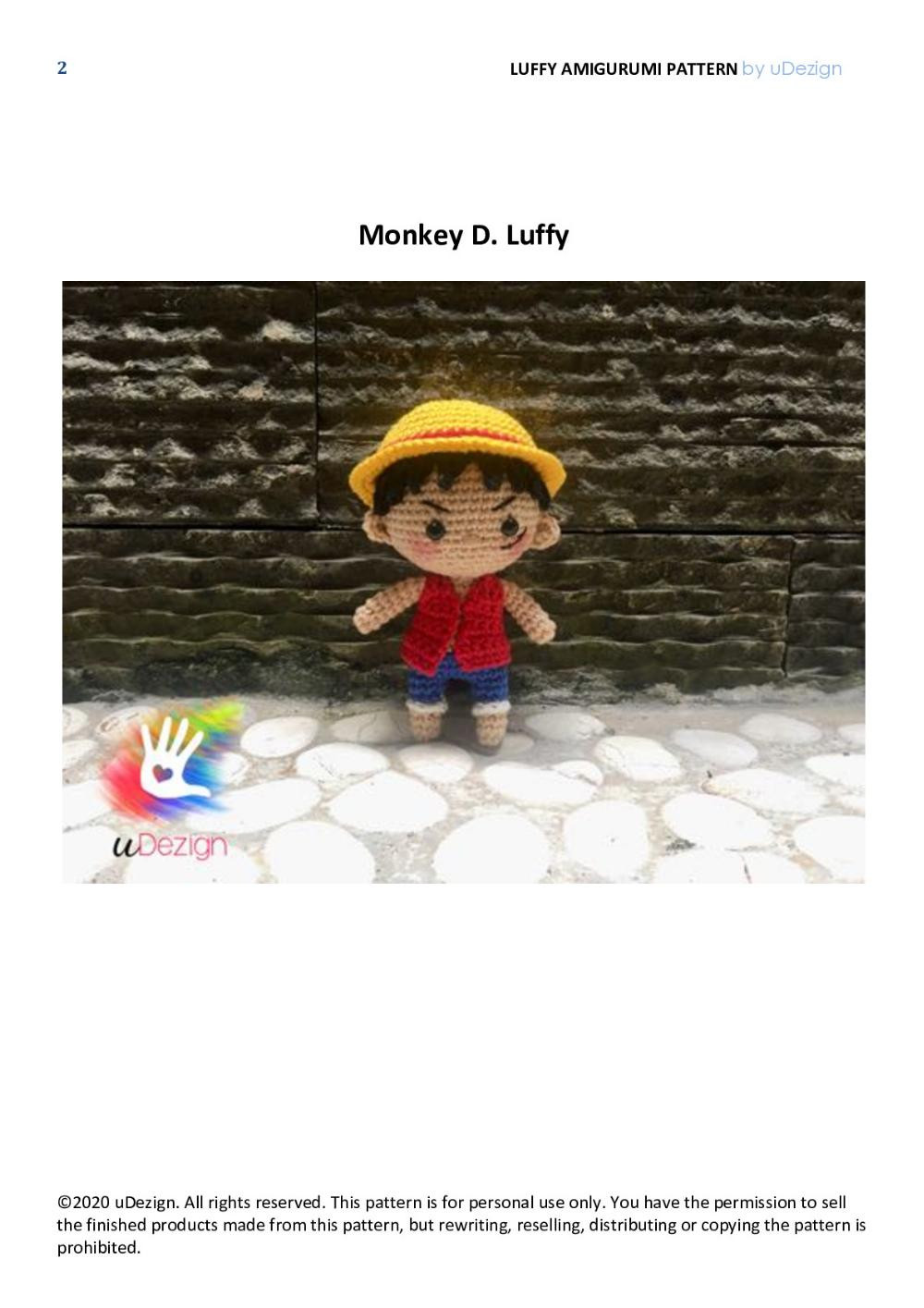 LUFFY AMIGURUMI PATTERN one piece amigurumi pattern