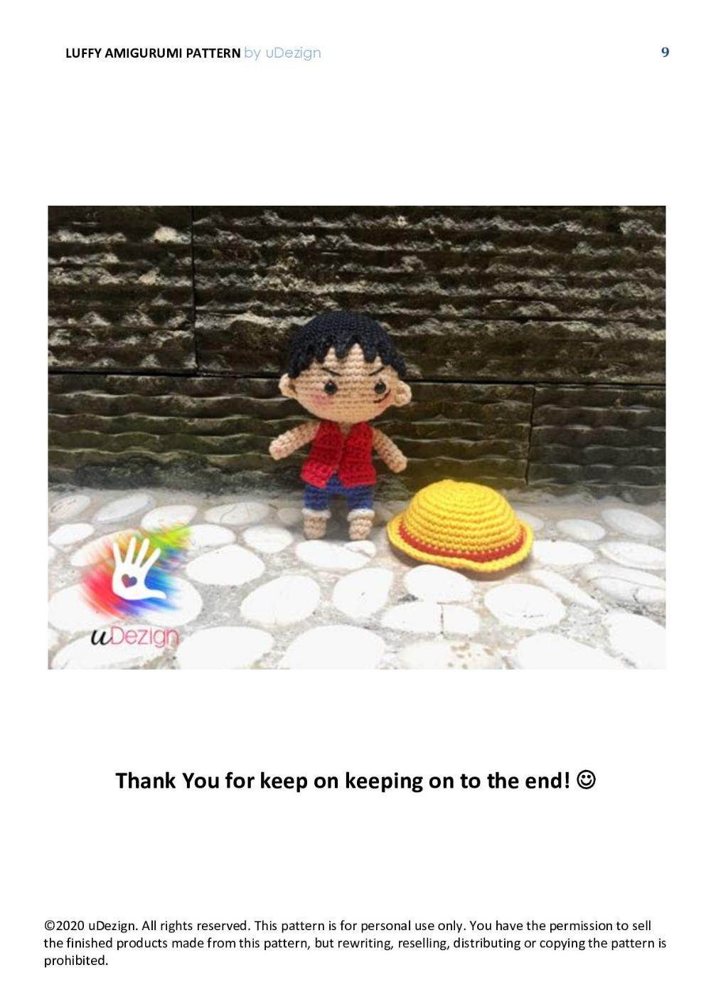 LUFFY AMIGURUMI PATTERN one piece amigurumi pattern