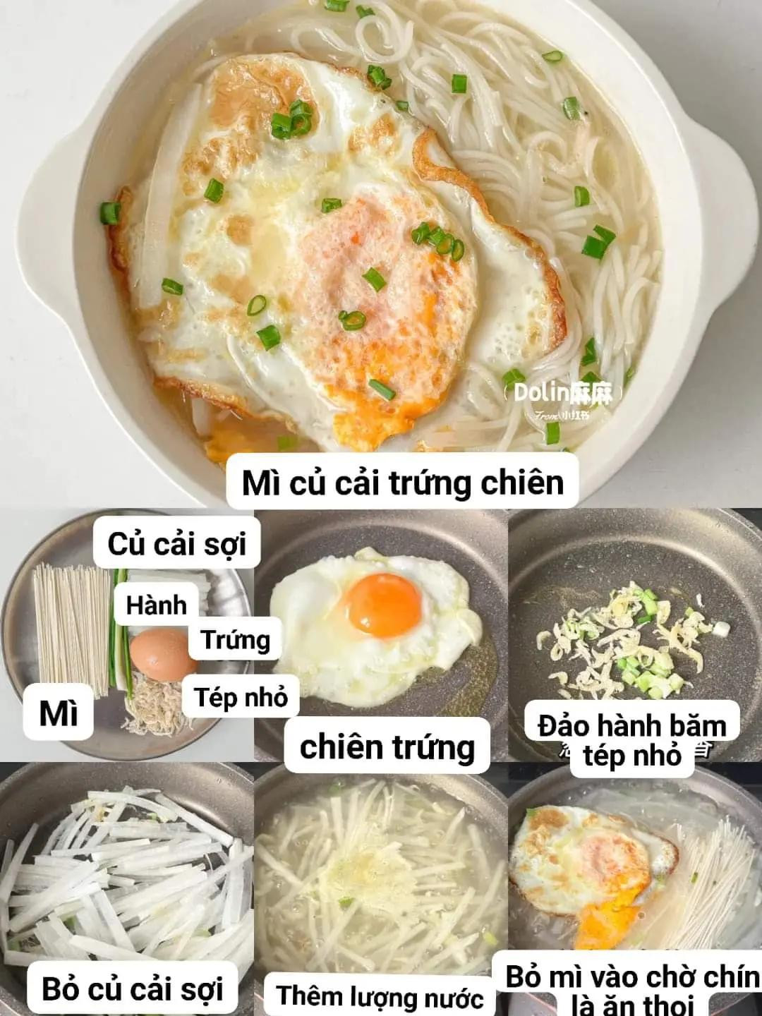 mì thịt bò siêu ngon, mì củ cải trứng chiên, mì bí đỏ thơm, bún thịt băm cải thảo, bún trứng chiên cà chua,mì bí đỏ cá tuyết.