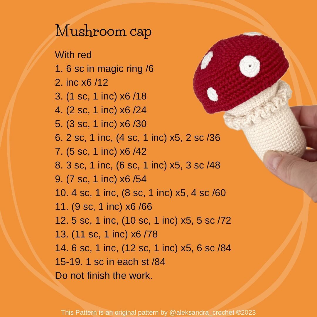 mushroom baby rattle free pattern