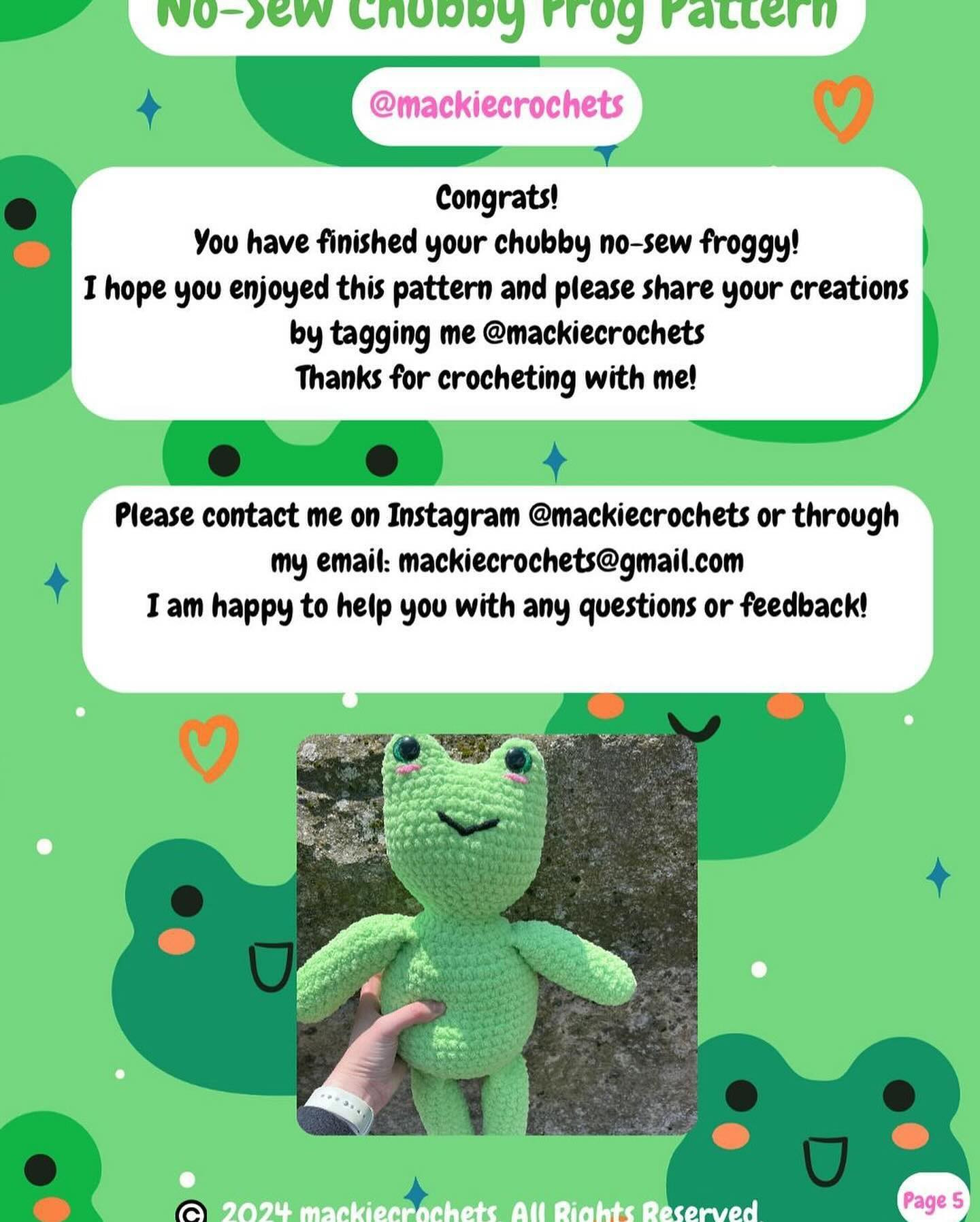 no sew chubby frog pattern