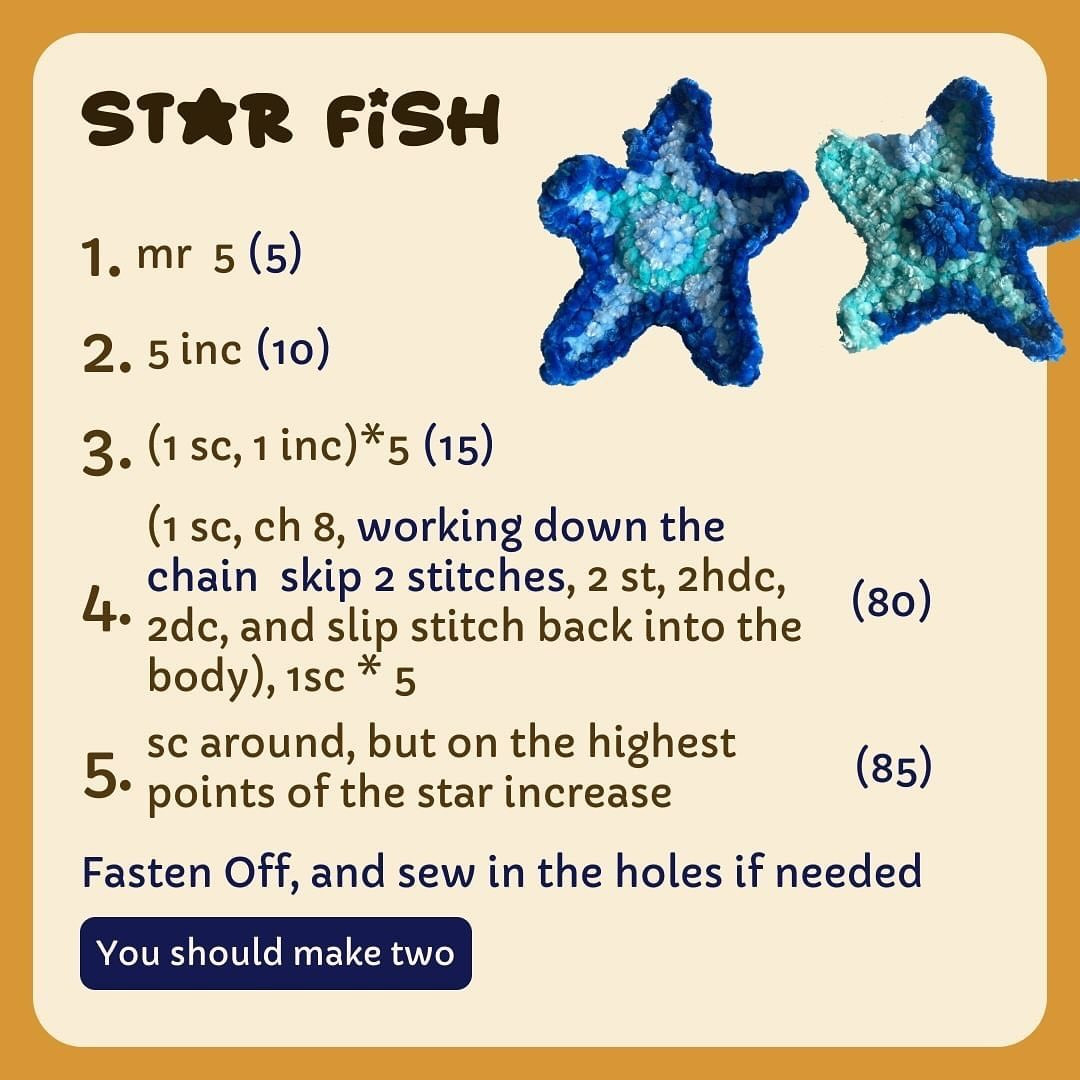 no sew free pattern star fish