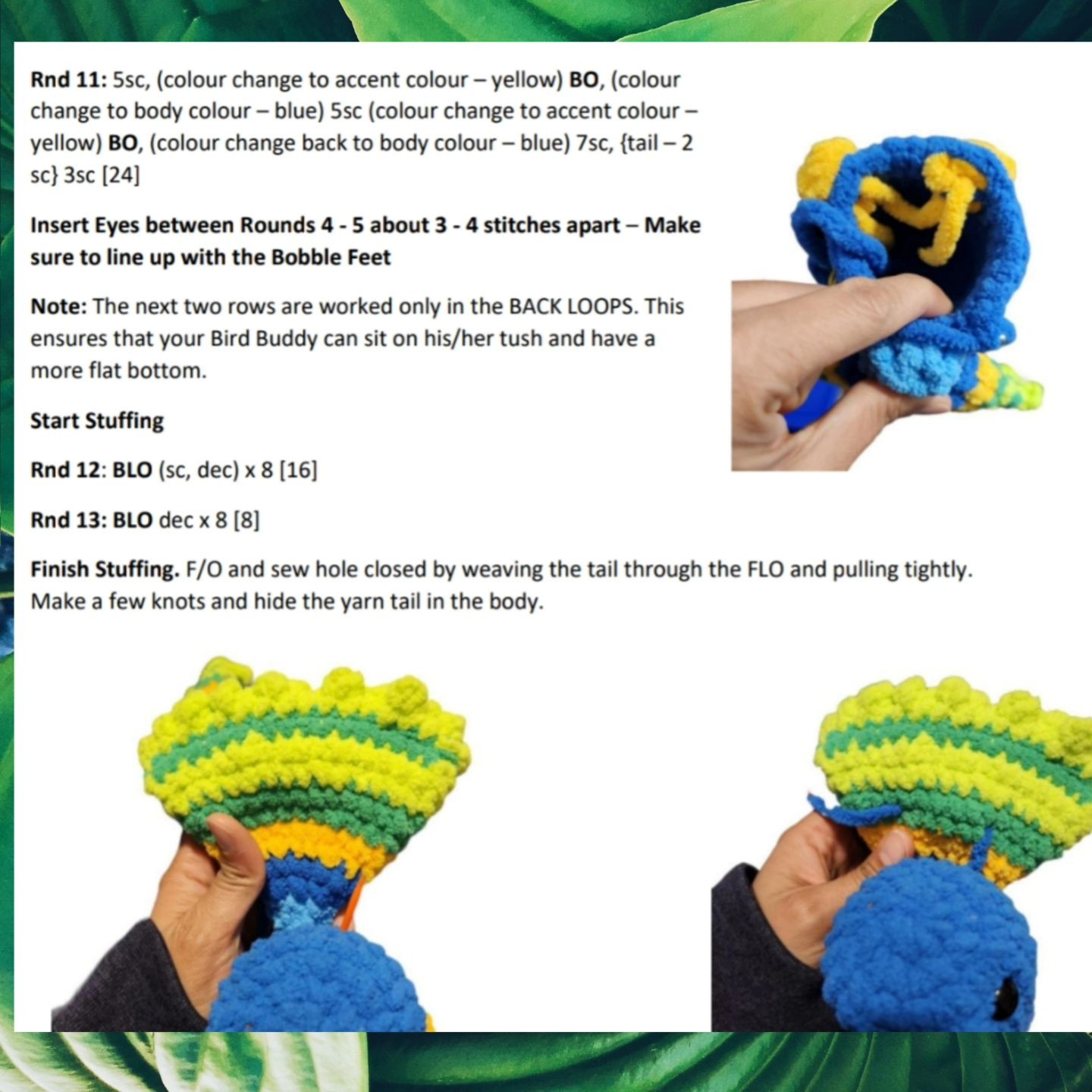 no sew paris the peacock bird buddy crochet pattern