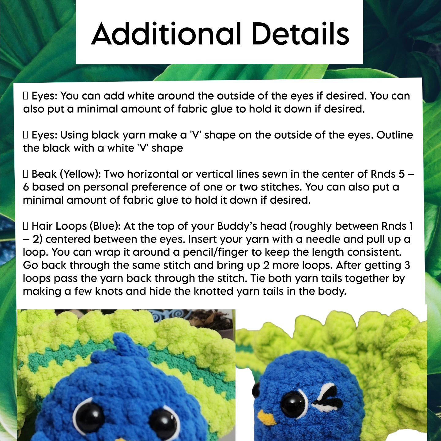 no sew paris the peacock bird buddy crochet pattern