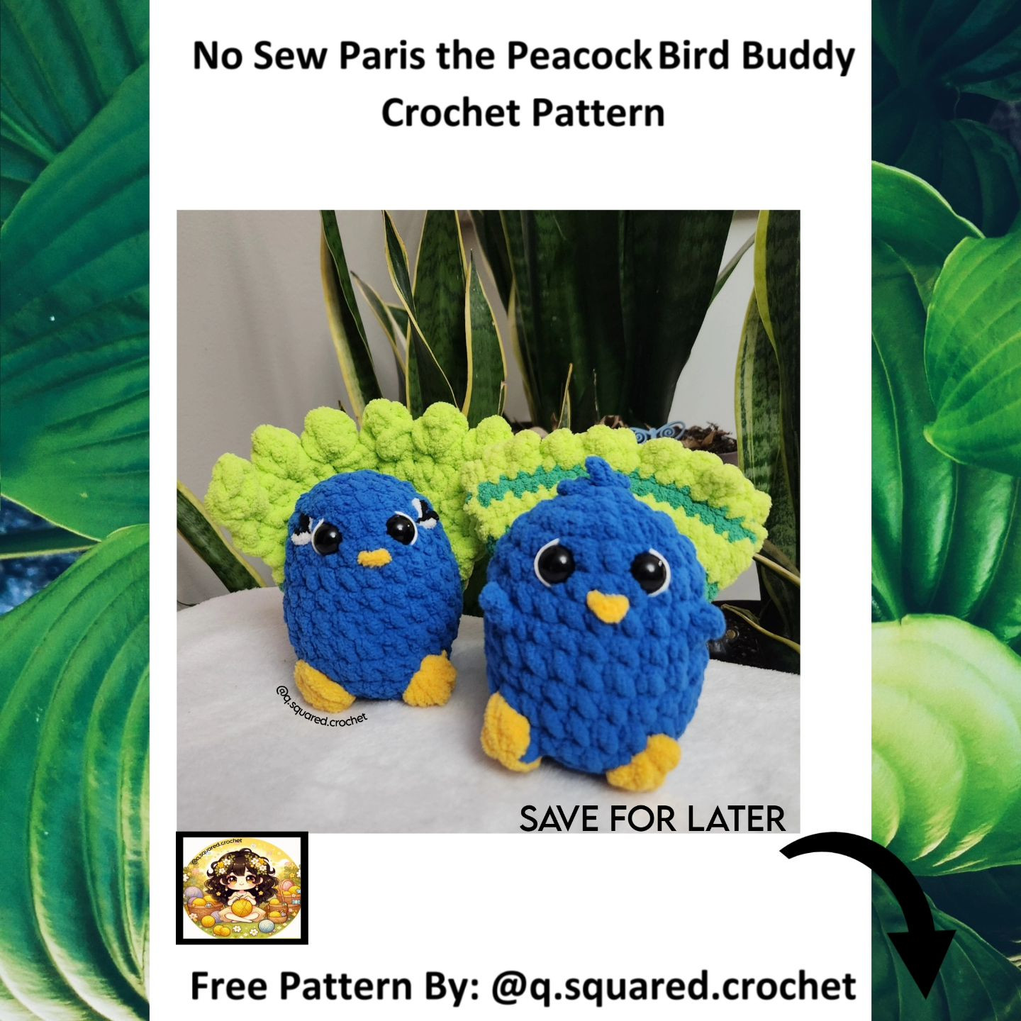 No Sew Paris The Peacock Bird Buddy Crochet Pattern