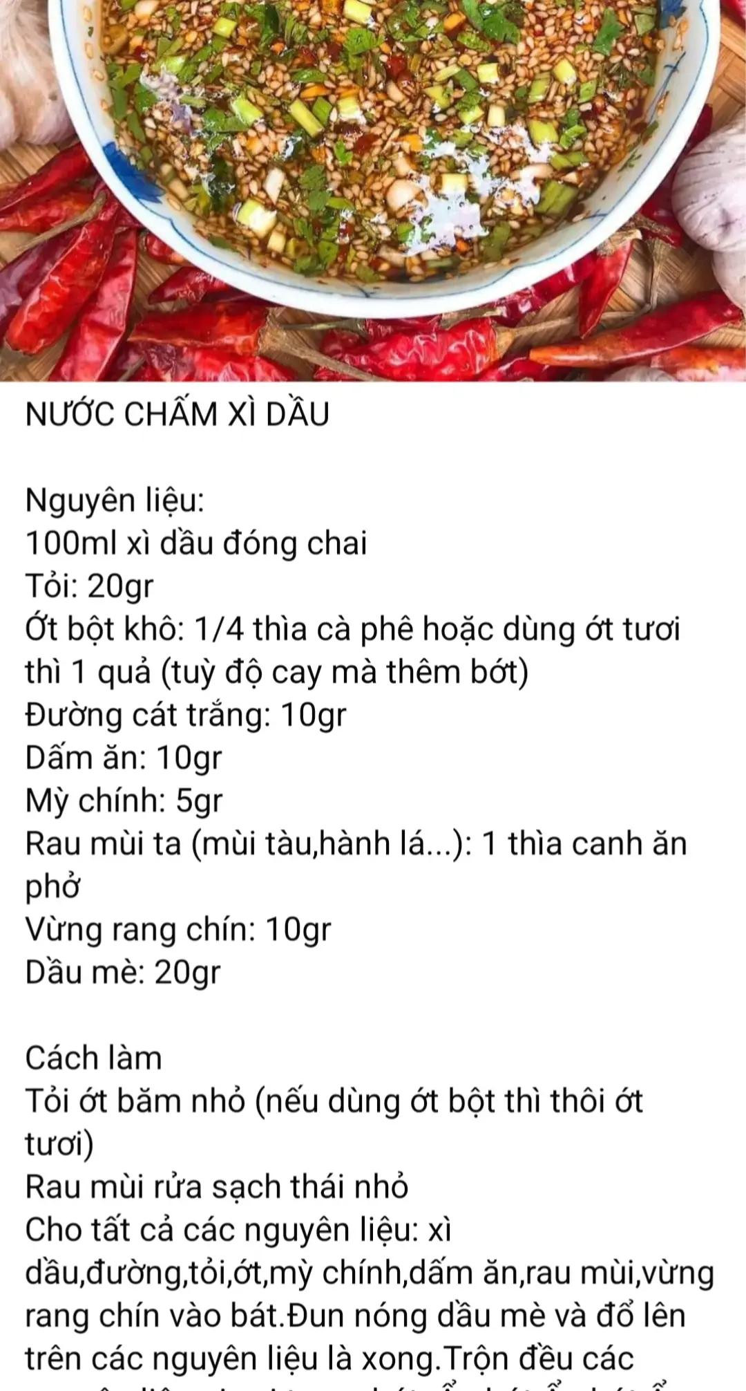 nước chấm muối ớt xanh, nước mắm chua ngọt, nước chấm mắm gừng, nước chấm thái lan, pha nước chấm nem rán, nước chấm mắm me, nước chấm cua ghẹ, sốt chấm các loại đồ chiên, nước chấm xì dầu, nước chấm mắm nêm, sốt sa tế.