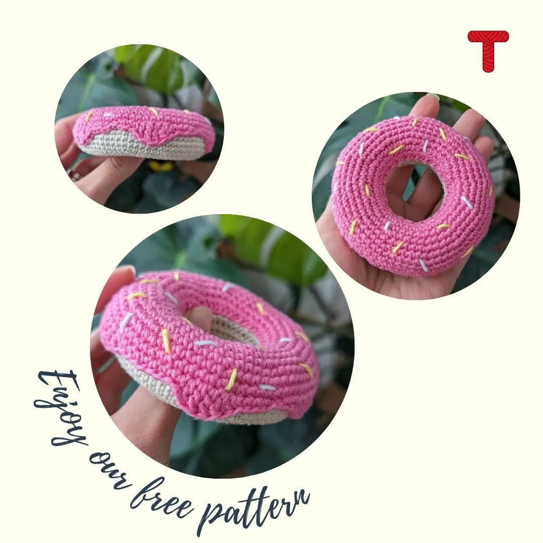 pink Donut 🥯 free pattern ☺️