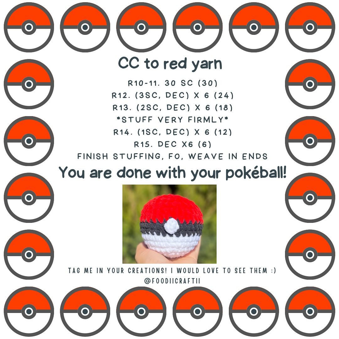 pokeball free no sew crochet pattern