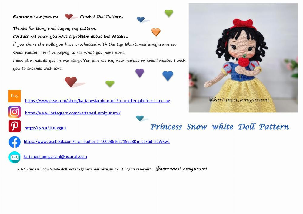 princess snow white doll pattern