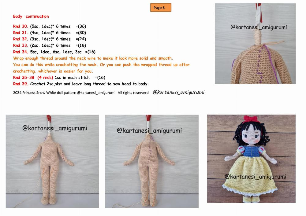 princess snow white doll pattern