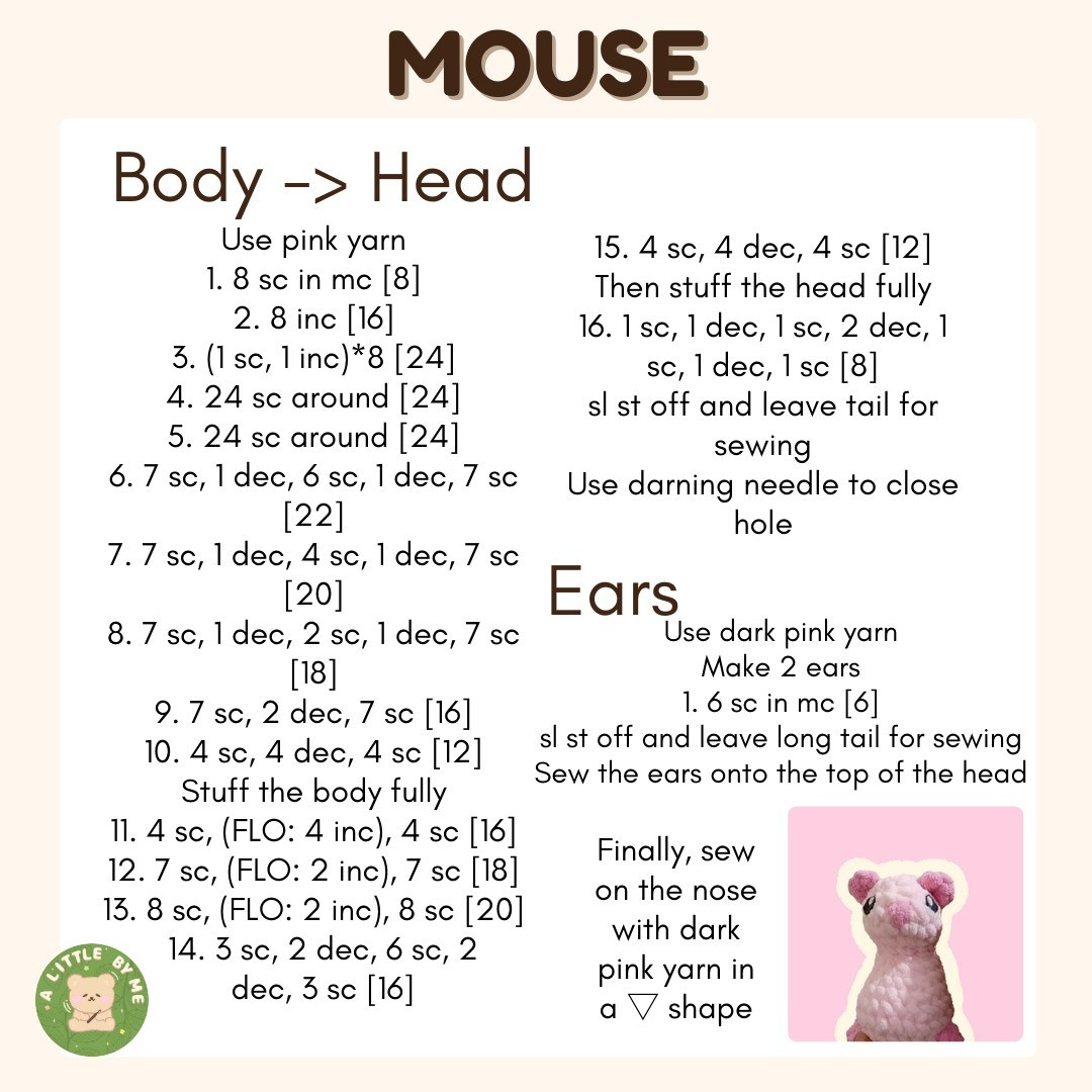 🐁 STUART THE MOUSE FREE PATTERN❤️