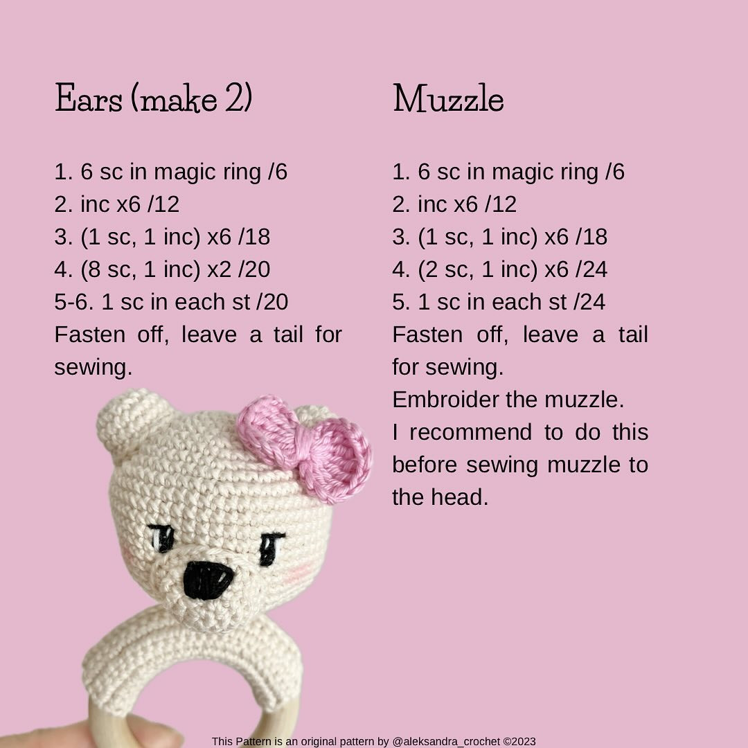 teddy bear baby rattle free pattern