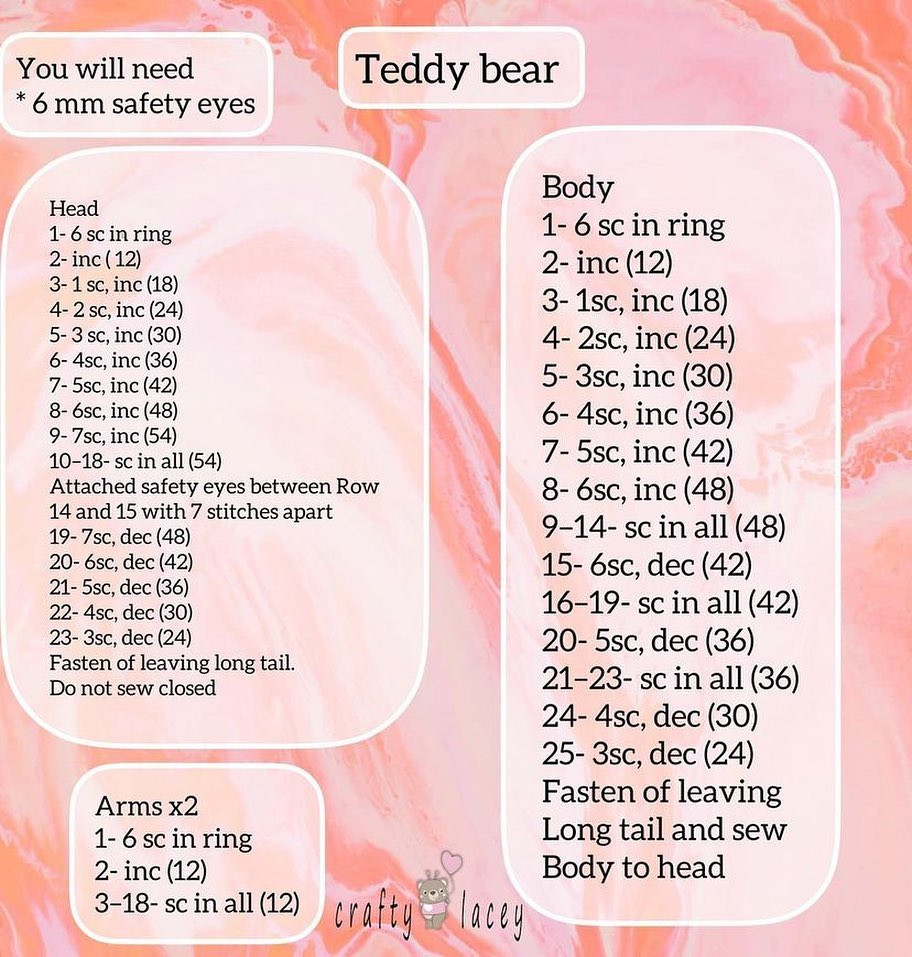 teddy bear Free crochet pattern