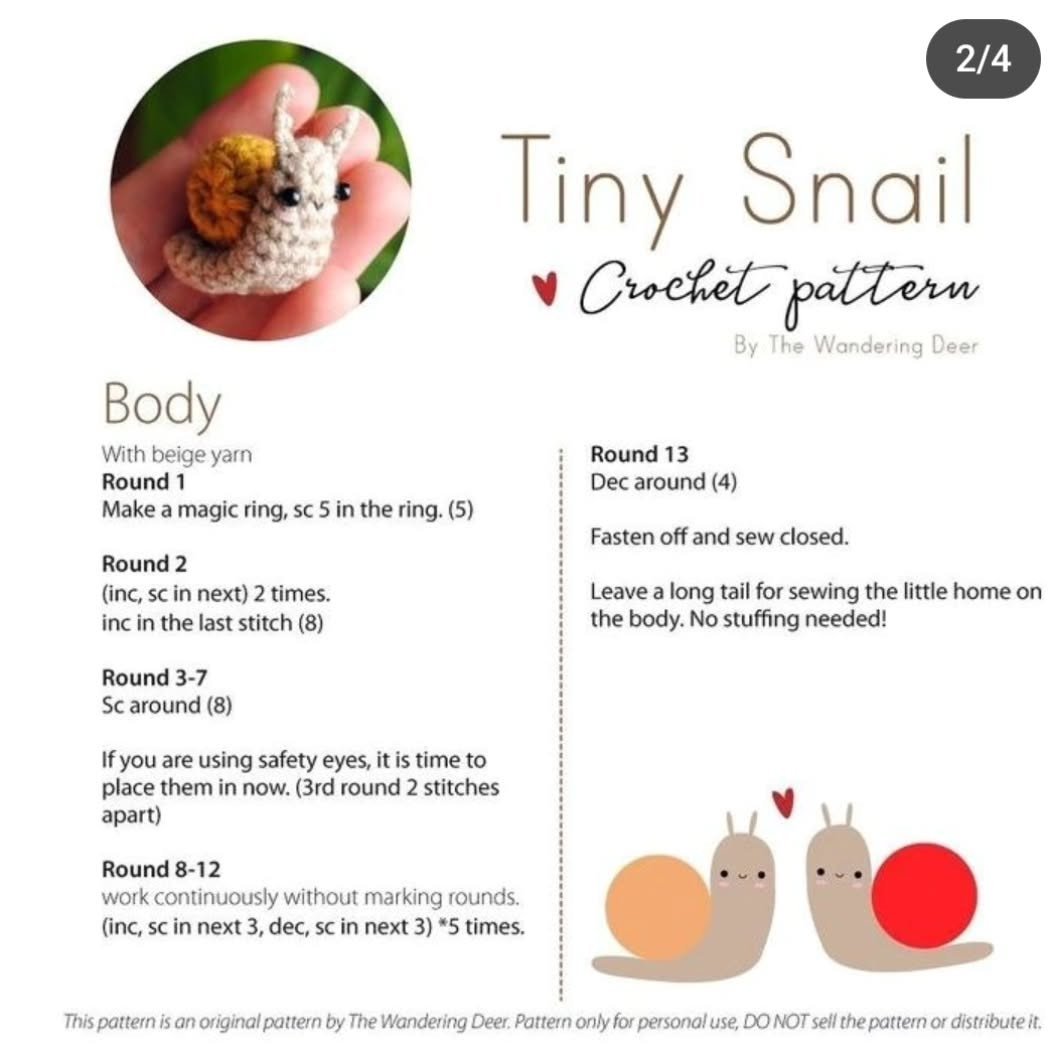 tiny snail free pattern