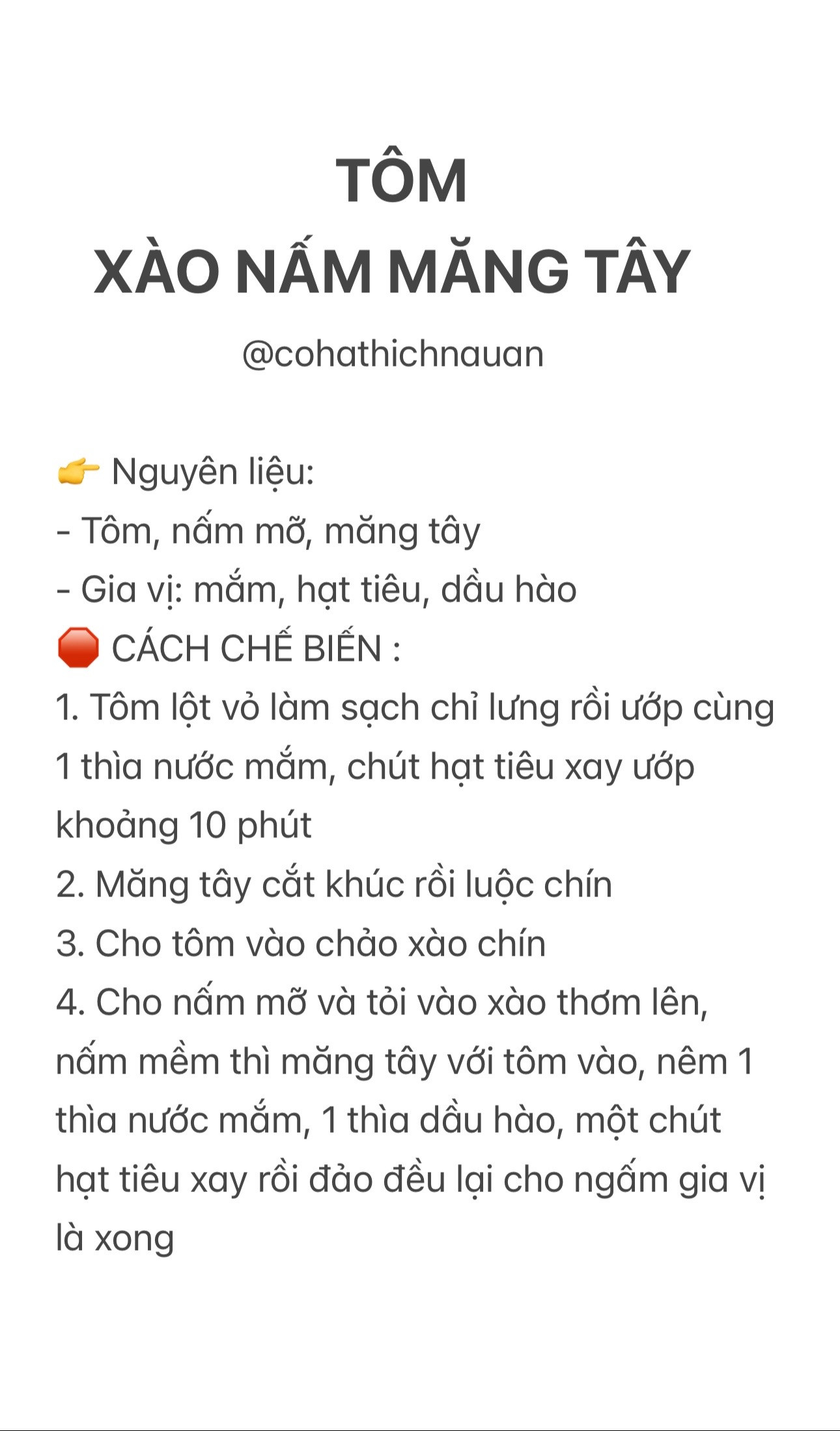 Tôm xào nấm măng tây