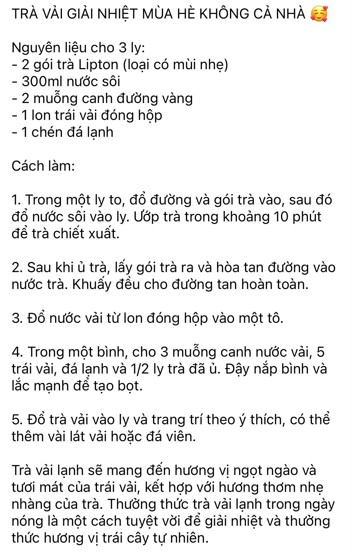 Trà vải giải nhiệt thơm ngon tại nhà.