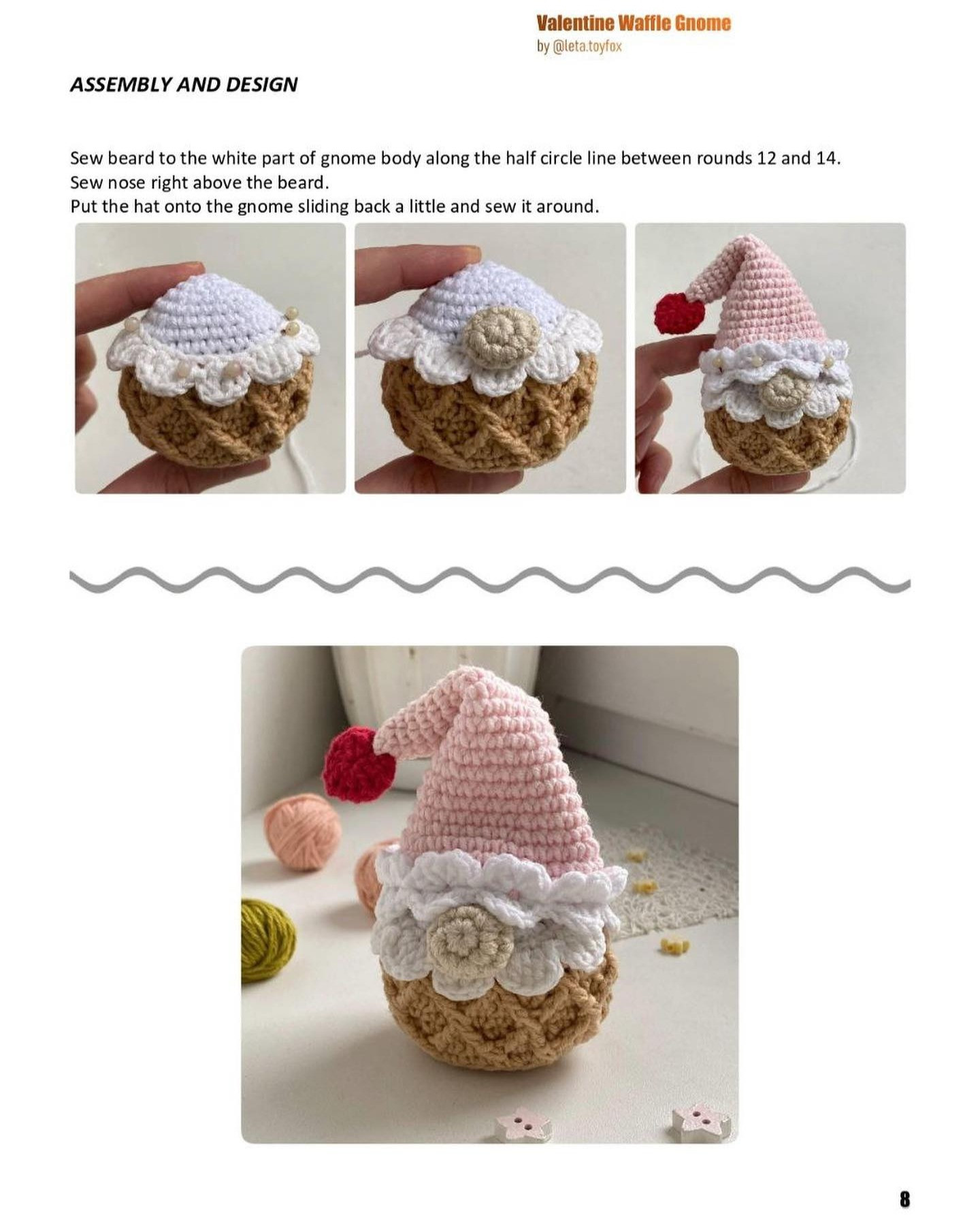 valentine waffle gnome free crochet pattern