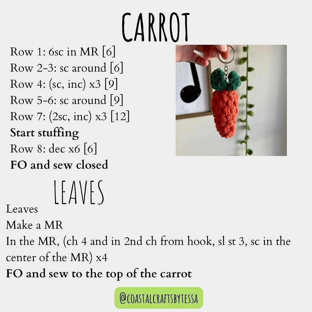 vegetable keychain crochet pattern