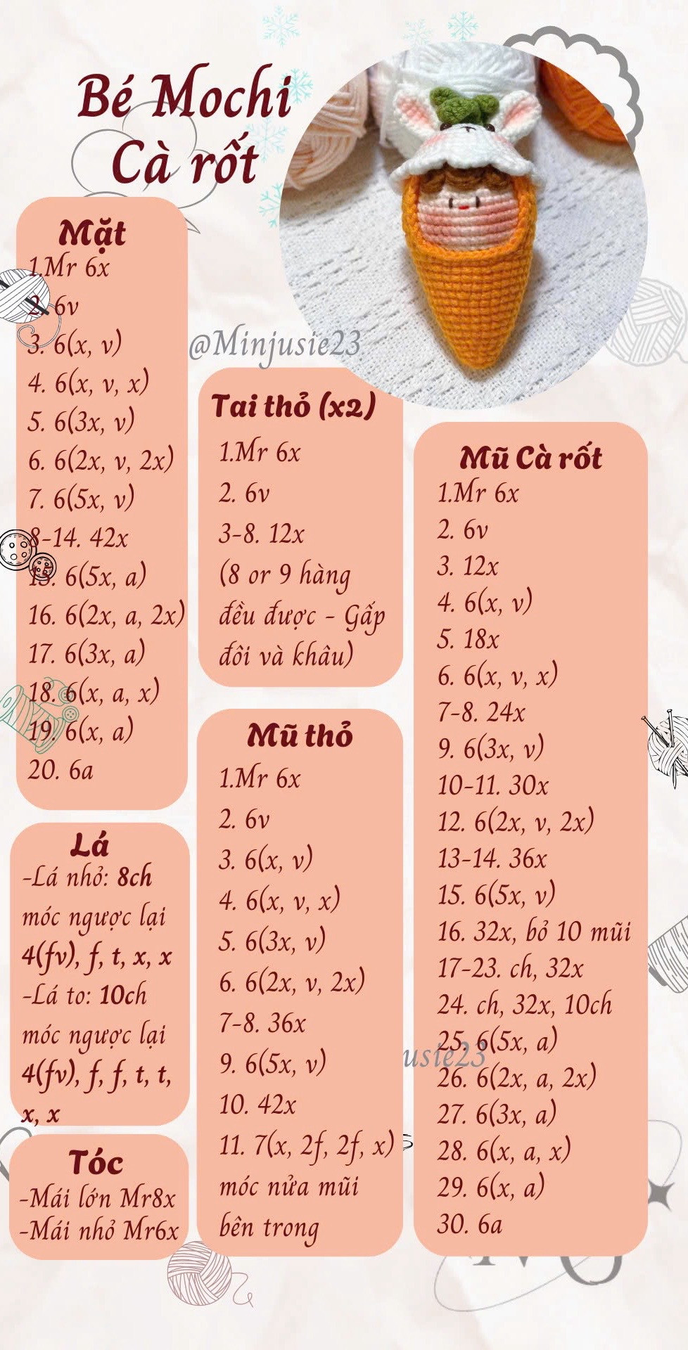 bé mochi cáo, bánh bao hành, bé mochi cà rốt