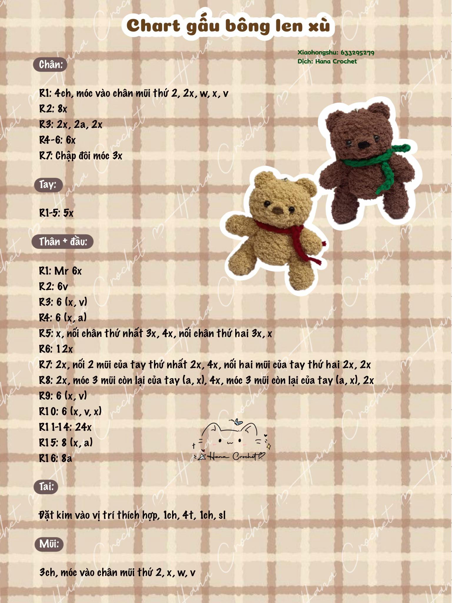 Chart gấu bông len xù siêu cutie đây ạ #crochet #moclen #chart #fyp