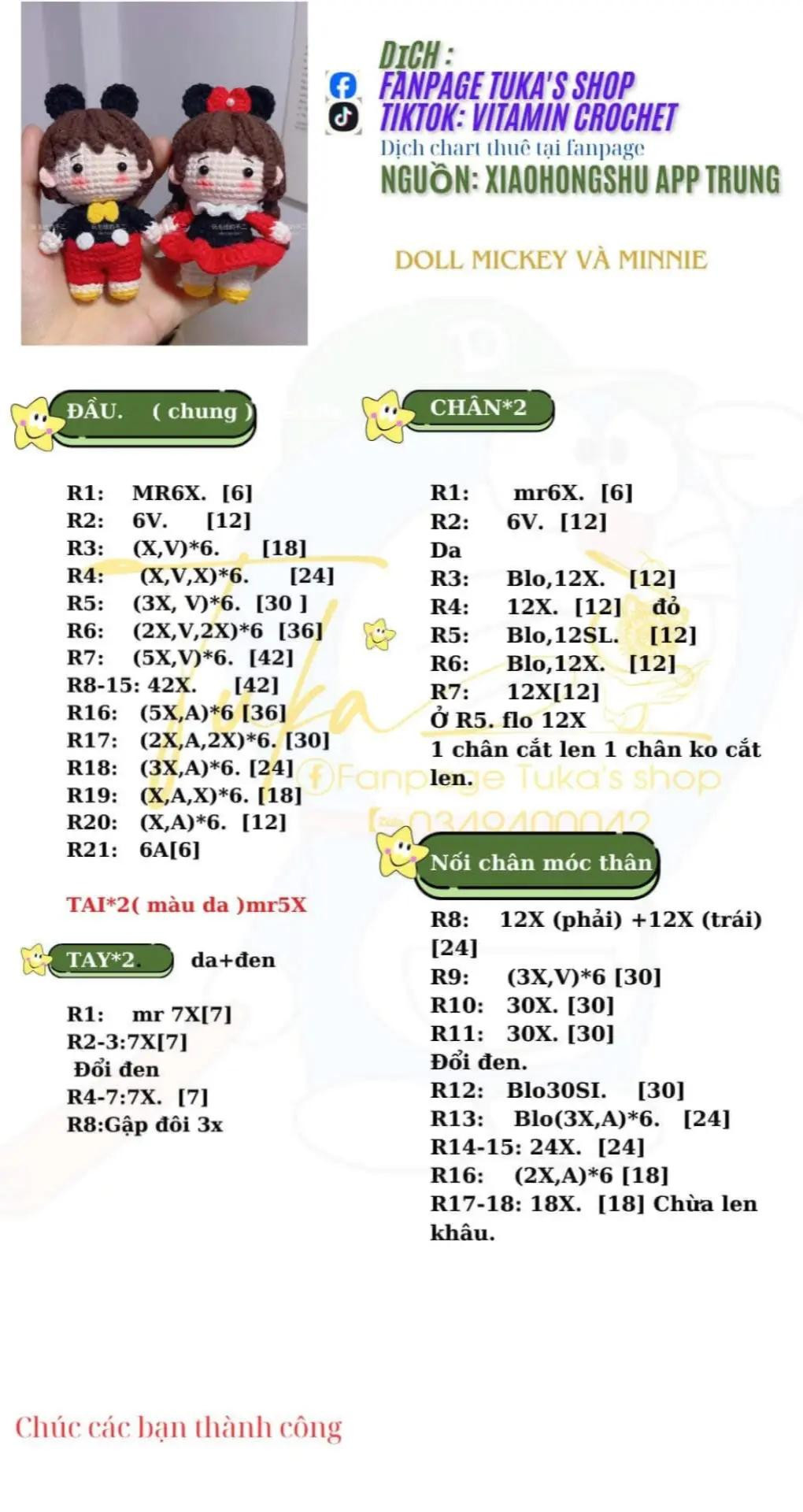 chart móc doll mickey và minnie