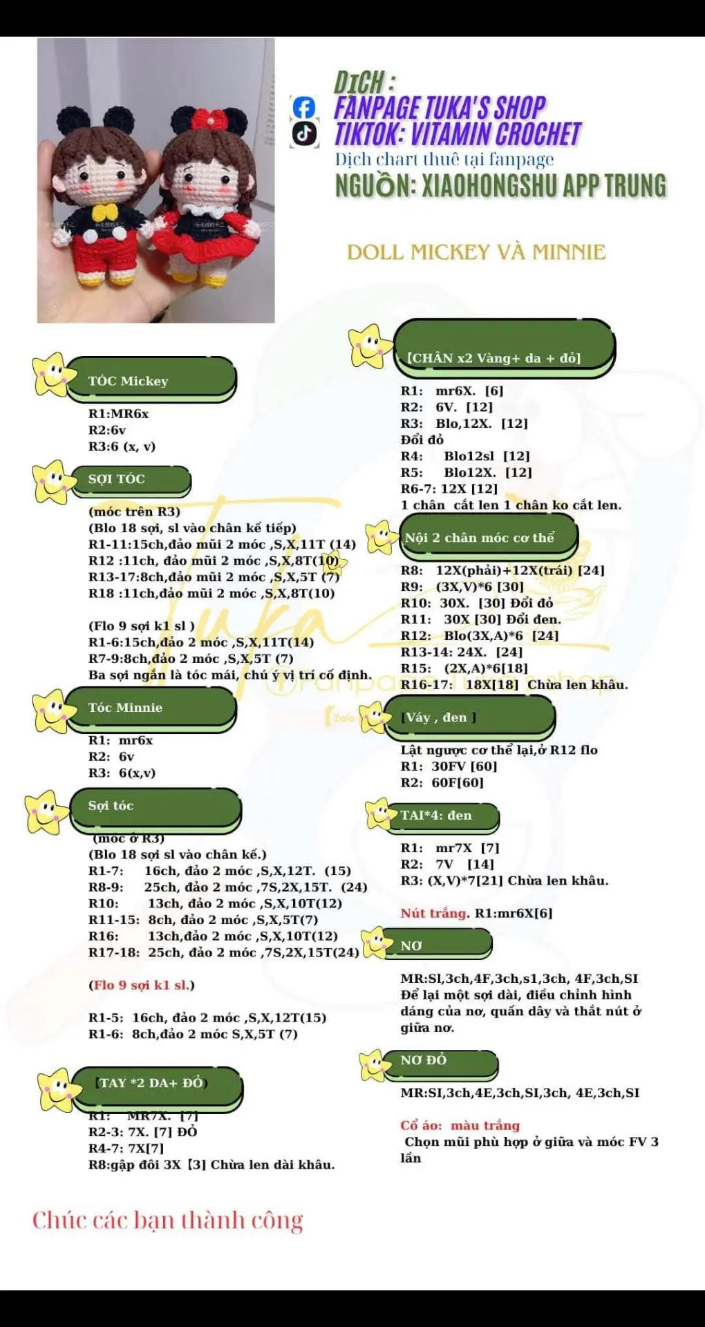 chart móc doll mickey và minnie