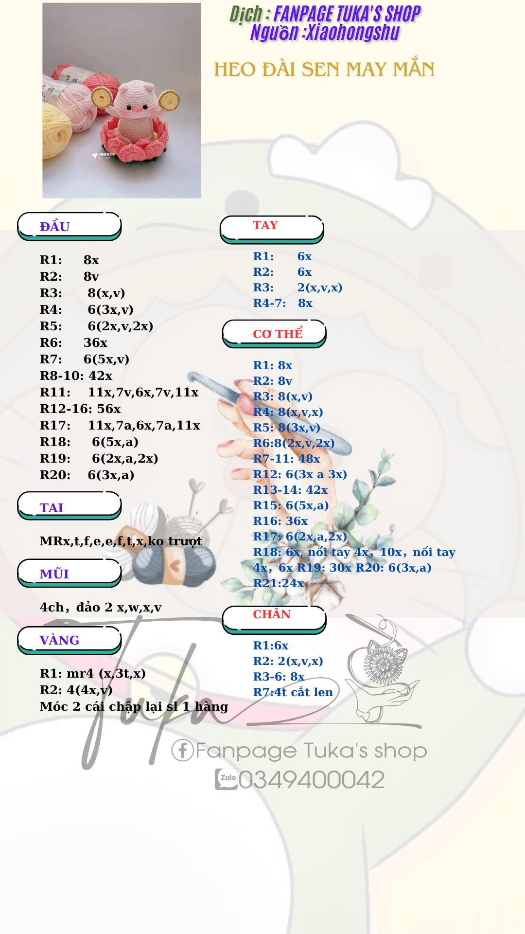 chart móc heo đài sen may mắn.