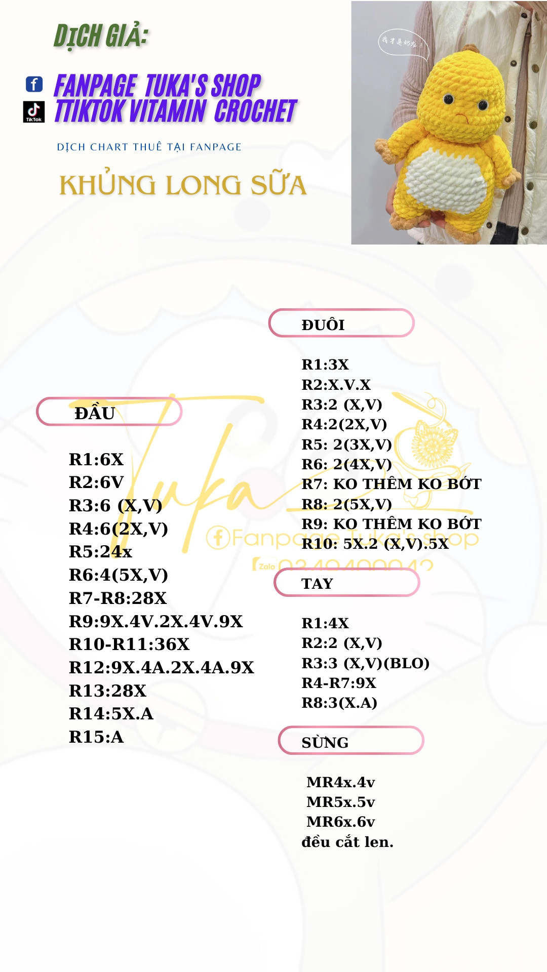 Chart móc khủng long sữa kute lắm nha