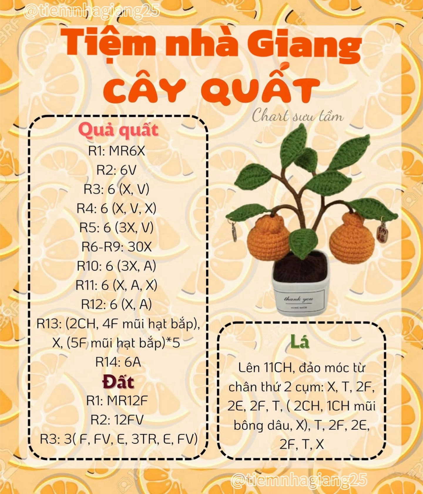 chart móc len cây táo, cây quất