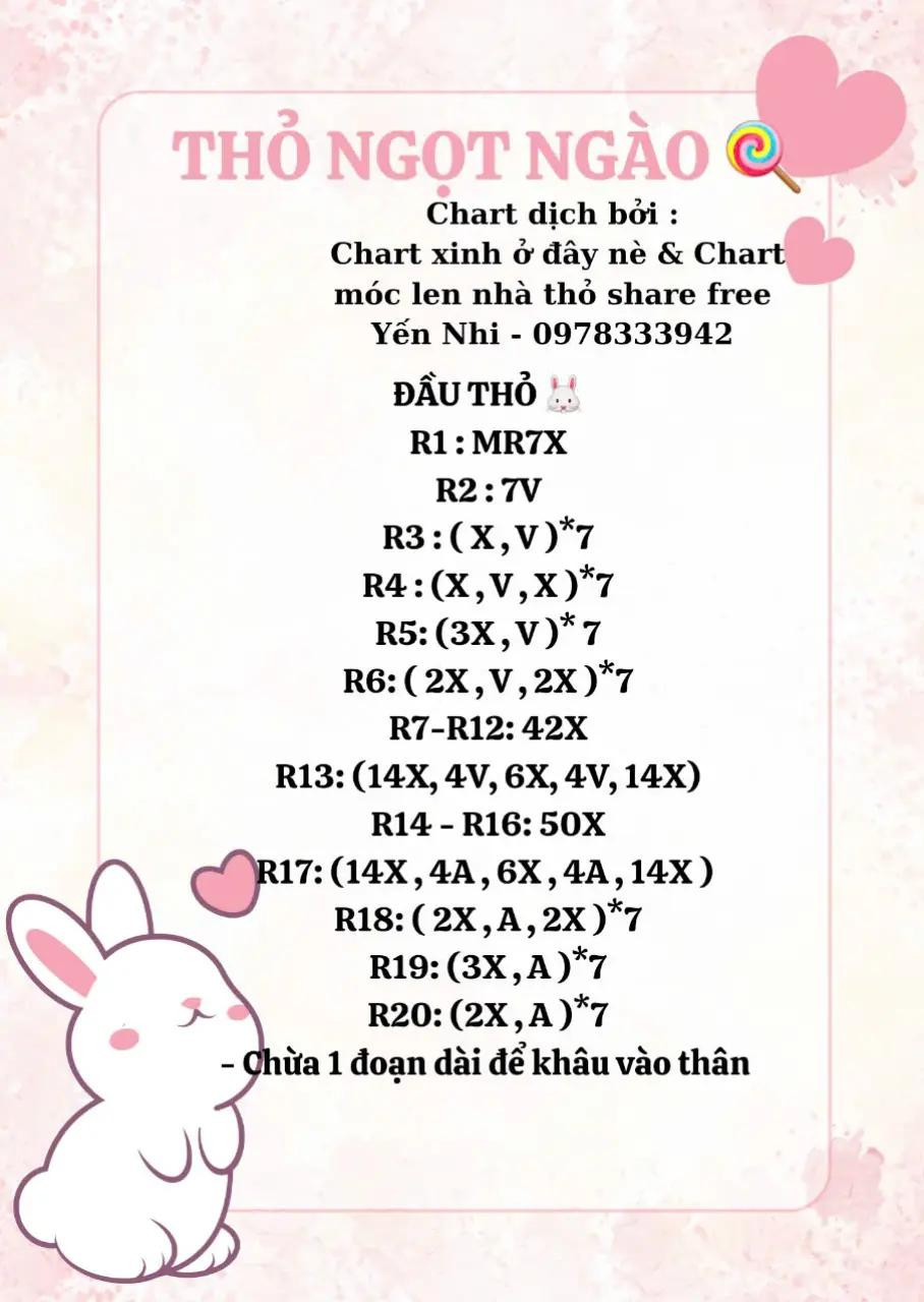 chart móc len thỏ ngọt ngào