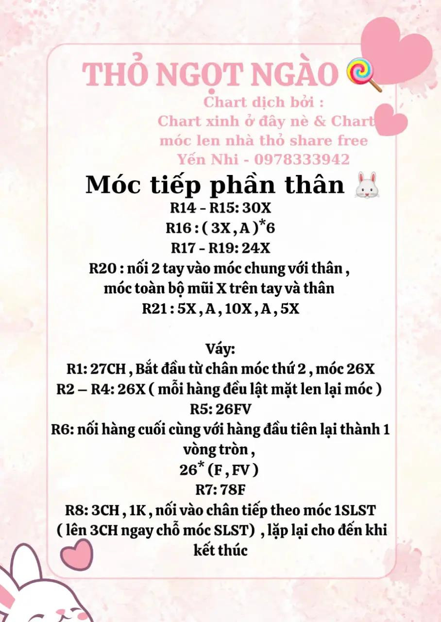 chart móc len thỏ ngọt ngào