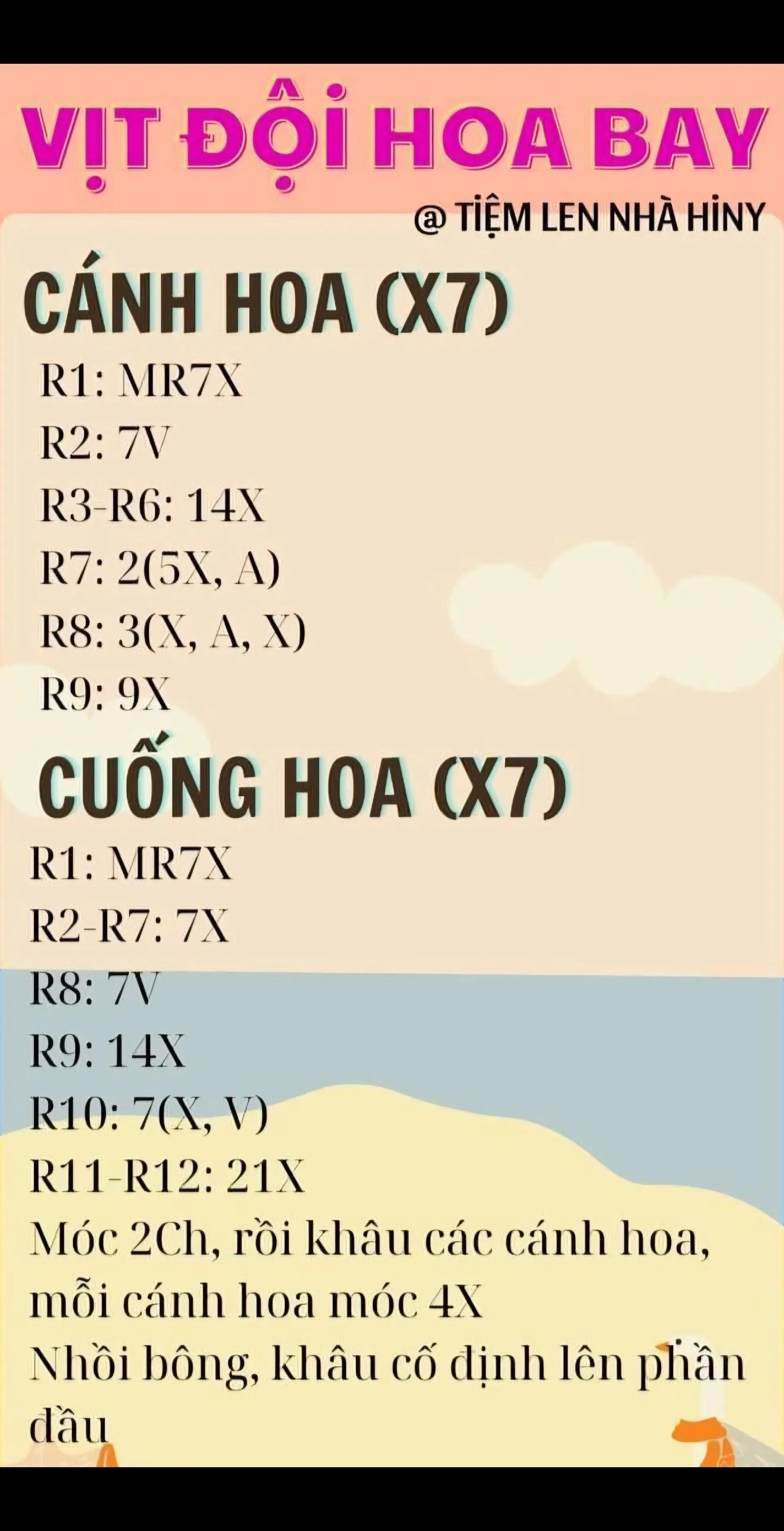 chart móc vịt đội hoa bay