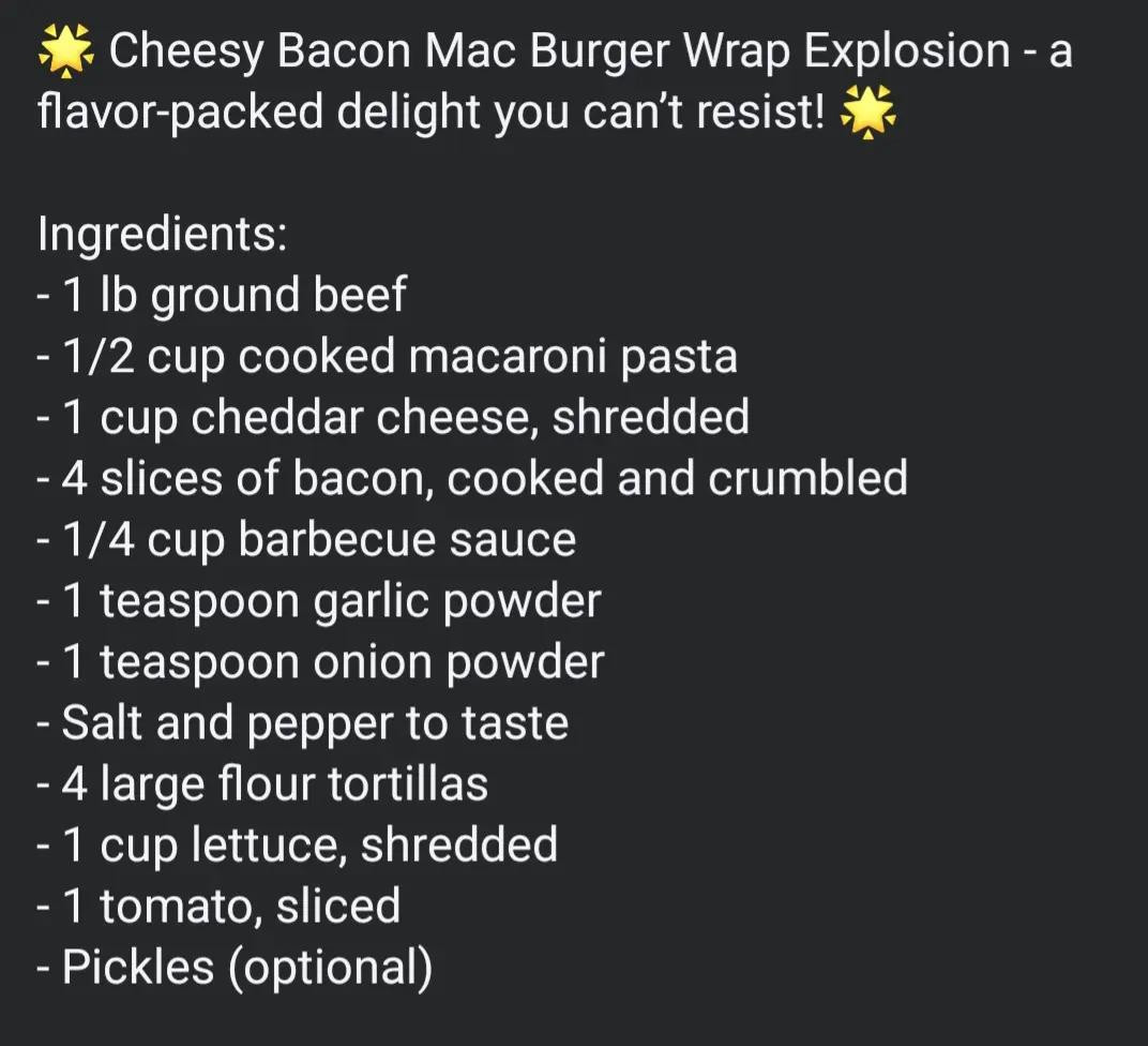 cheesy bacon mac burger wrap explosion