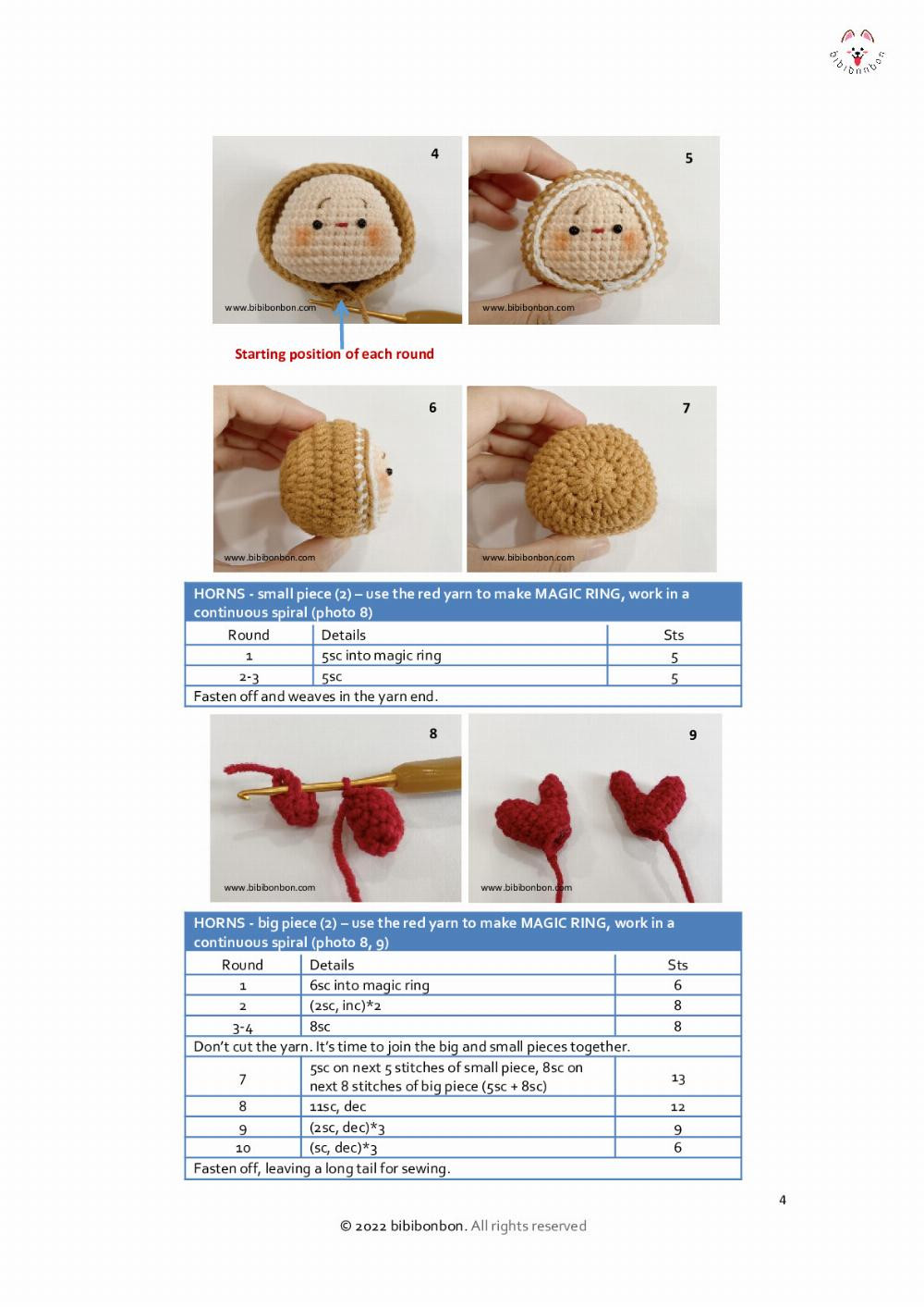 CROCHET PATTERN REINDEER DOLL (Head version)