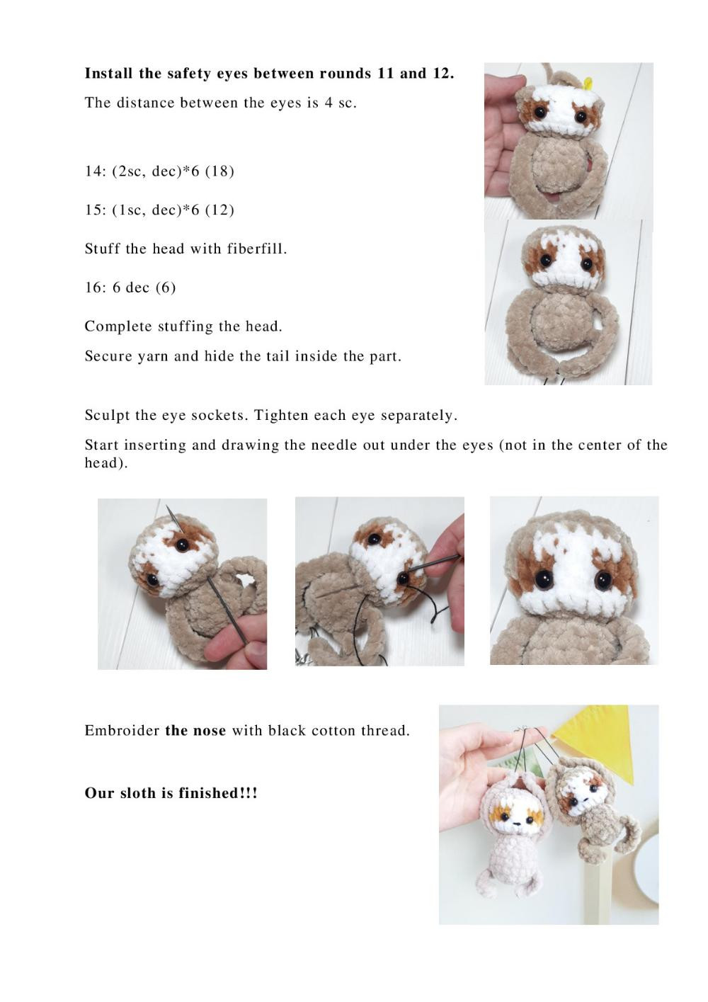 Crochet pattern Sloth keychain Crochet toy pattern