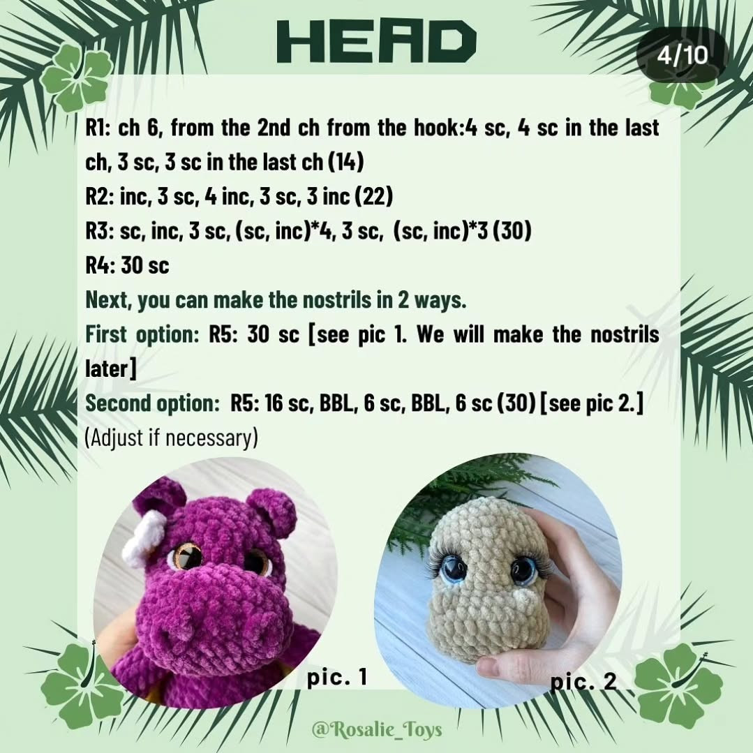 free crochet pattern hippo gloria