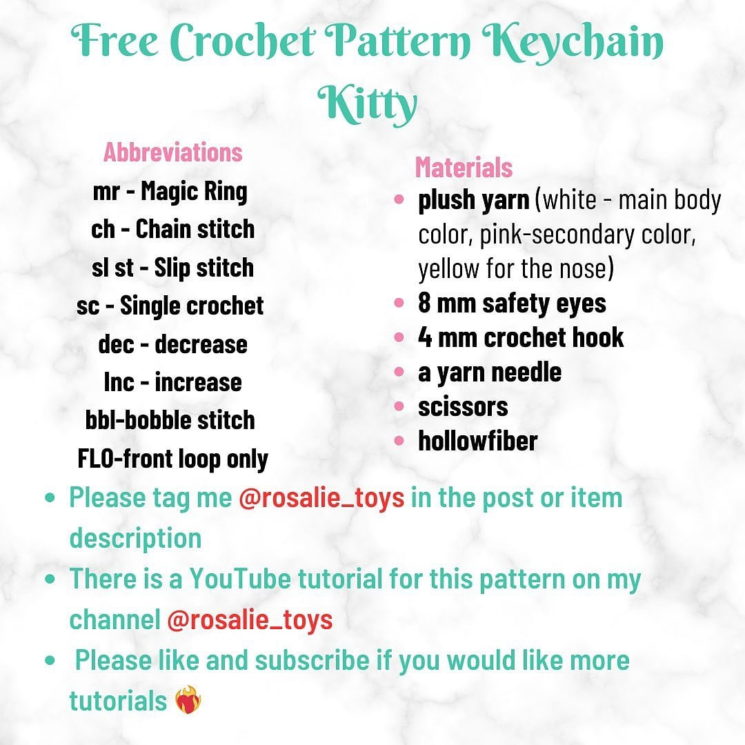 free crochet pattern keychain kitty