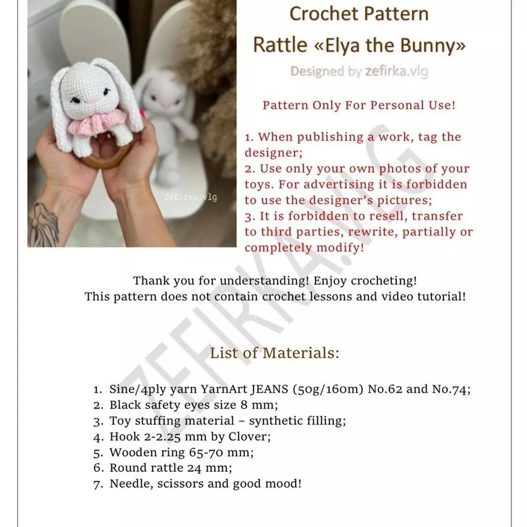 free crochet pattern rattle elva the bunny