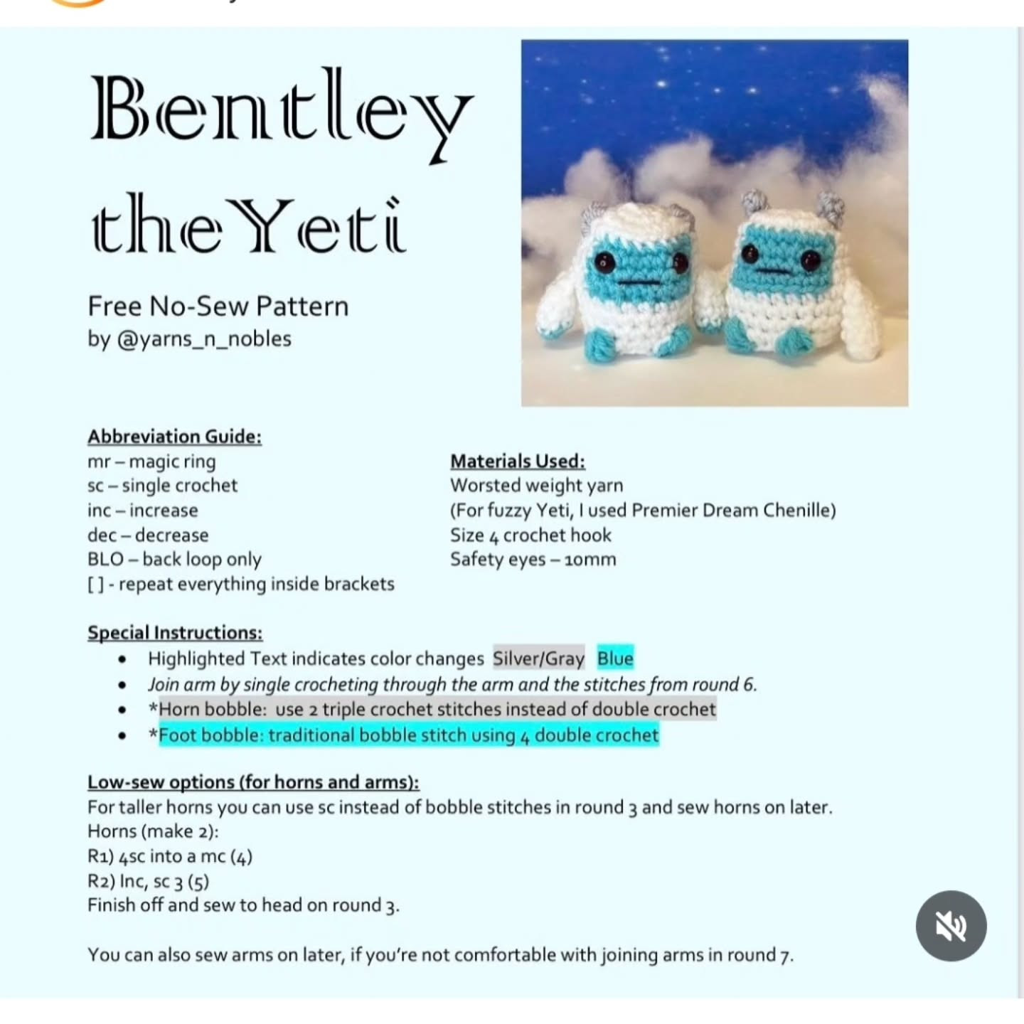 free pattern bentley the yeti