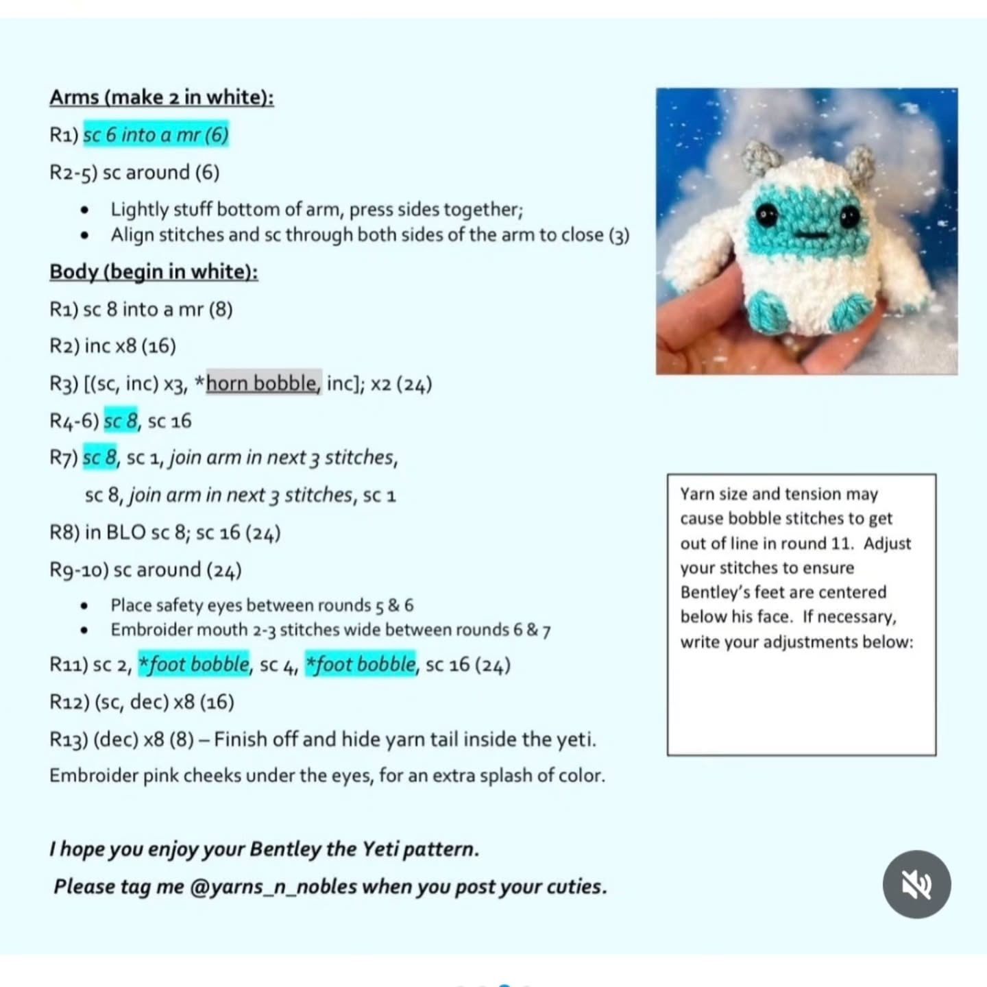 free pattern bentley the yeti