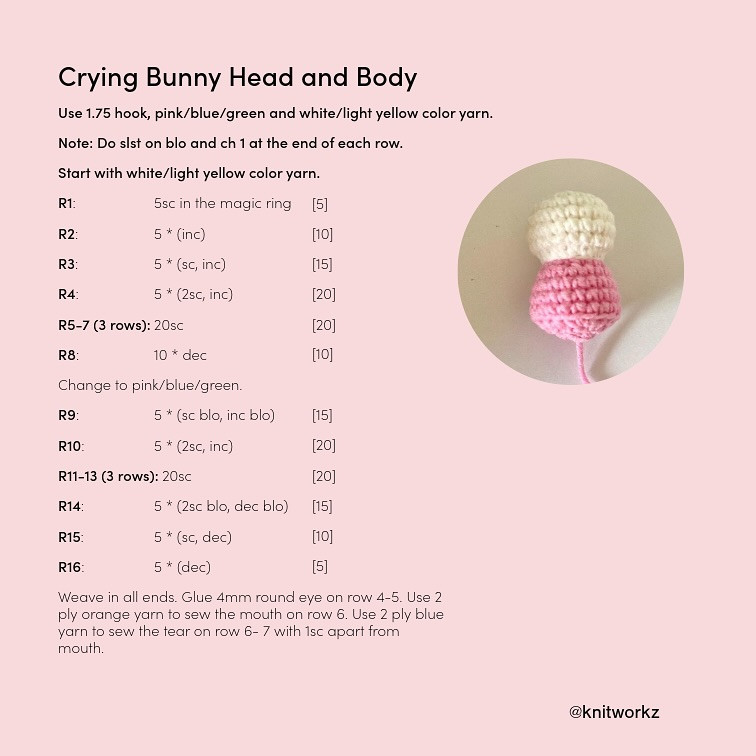 free pattern for Cry bunny