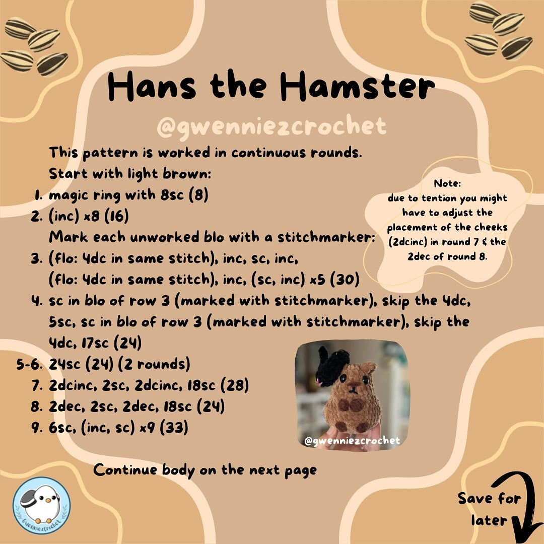 ✨FREE PATTERN HANS THE HAMSTER✨