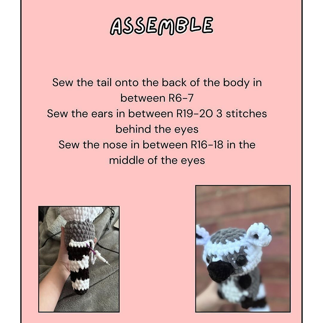 free pattern ronny the ring tailed lemur