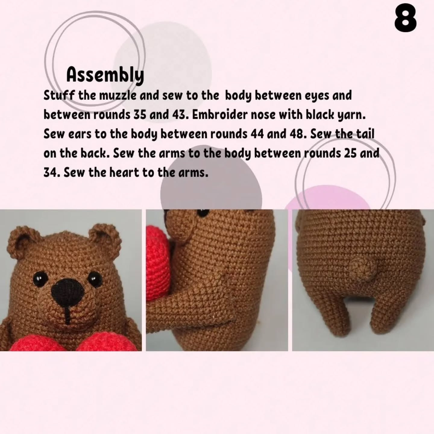 free pattern valentine bear with heart