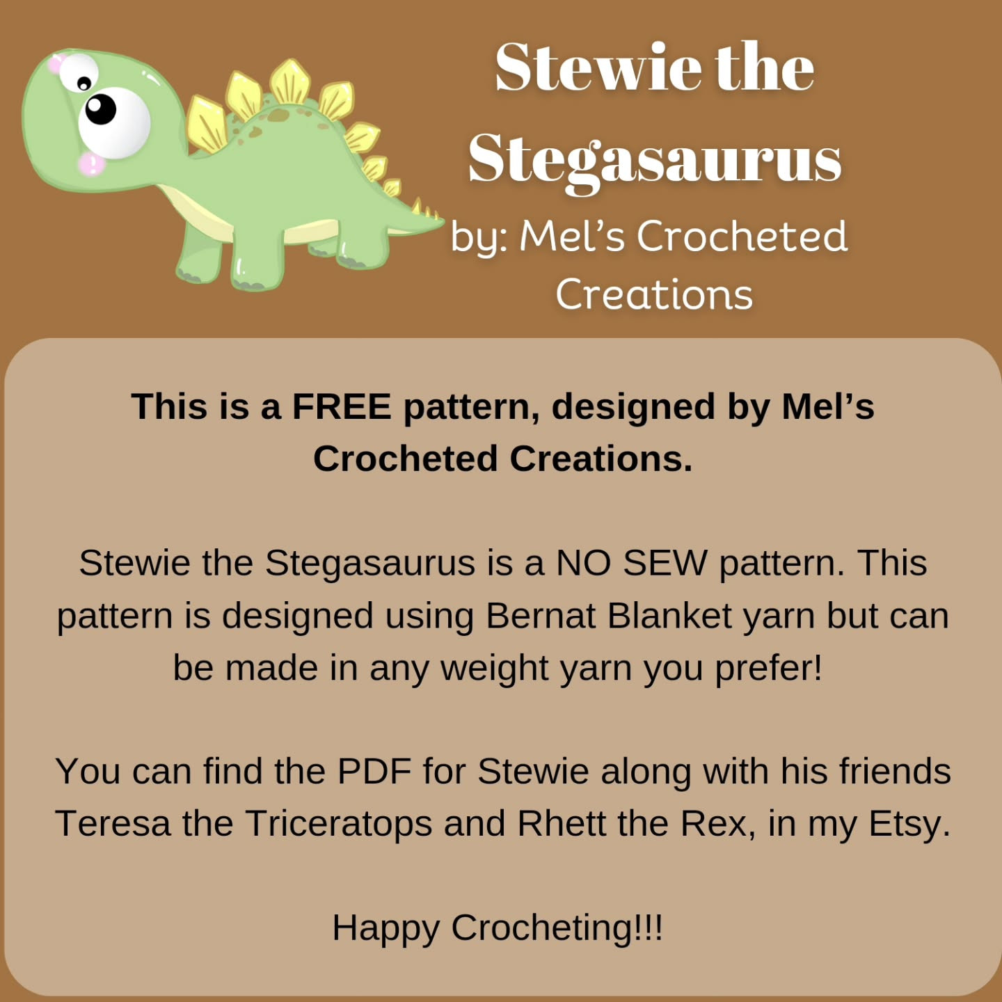 FREE PATTERN

Stewie the Stegasaurus