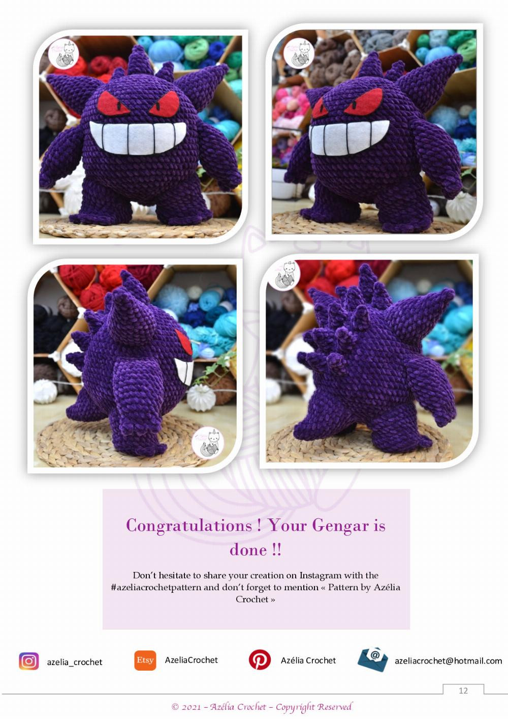 Gengar crochet pattern