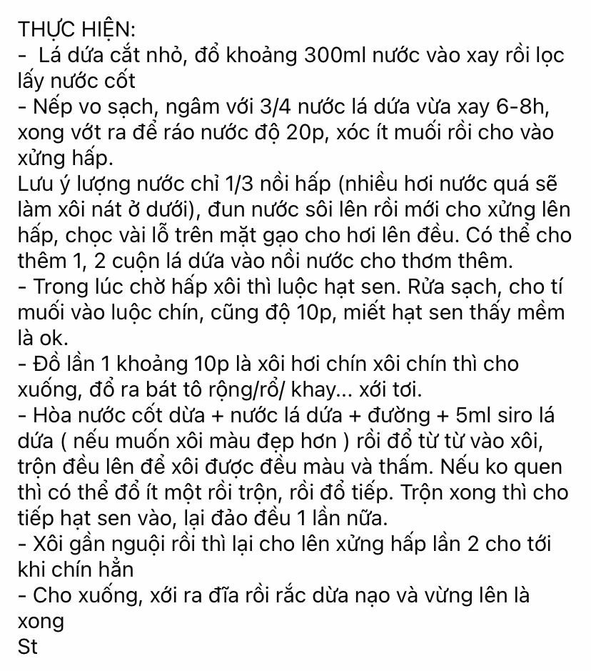 Hướng Dẫn Cách Làm Xôi Lá Dứa Hạt Sen Cốt Dừa Tại Nhà Thơm Ngon Dễ Làm.